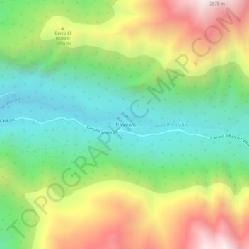 El Volcán topographic map, elevation, terrain