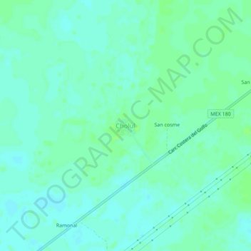 Cholul topographic map, elevation, terrain