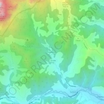 Argüébanes topographic map, elevation, terrain