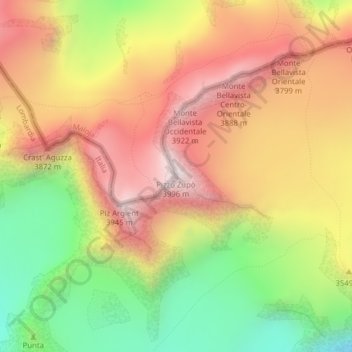 Pizzo Zupò topographic map, elevation, terrain