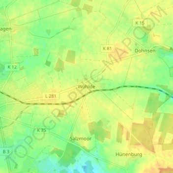Wohlde topographic map, elevation, terrain