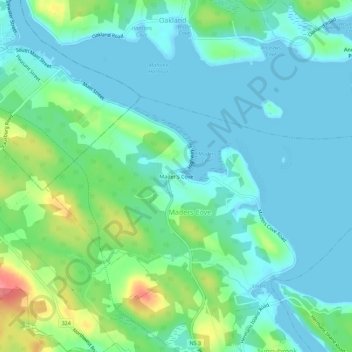 Mader's Cove topographic map, elevation, terrain