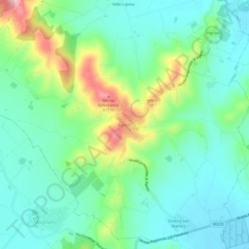 Agello topographic map, elevation, terrain
