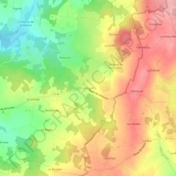 Limouret topographic map, elevation, terrain