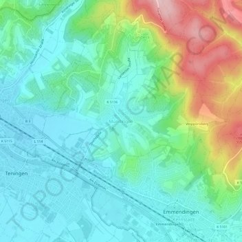 Mundingen topographic map, elevation, terrain