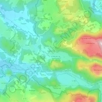 Sauronnet topographic map, elevation, terrain