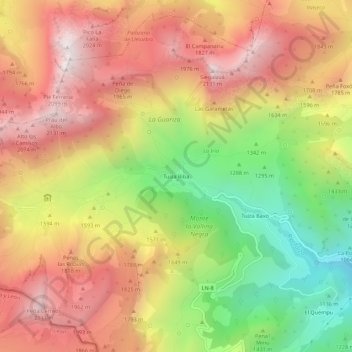 Tuíza Riba topographic map, elevation, terrain