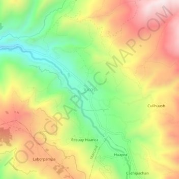 Vicos topographic map, elevation, terrain