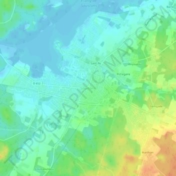 Soustons topographic map, elevation, terrain