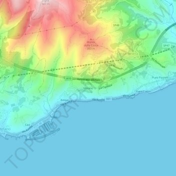 Moiano topographic map, elevation, terrain
