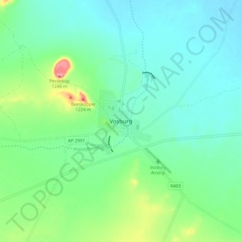 Vosburg topographic map, elevation, terrain