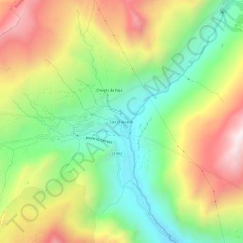 Les Chapieux topographic map, elevation, terrain