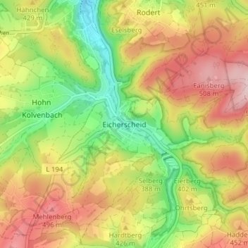 Eicherscheid topographic map, elevation, terrain