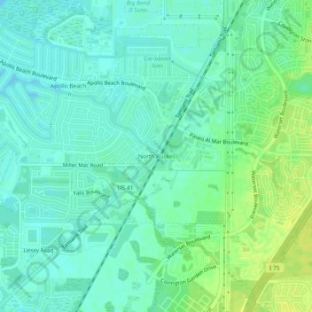North Ruskin topographic map, elevation, terrain