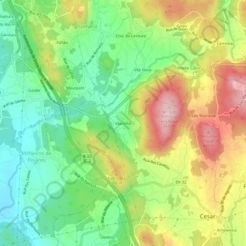 Vilarinho topographic map, elevation, terrain