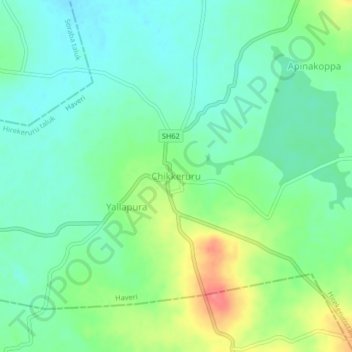 Chikkeruru topographic map, elevation, terrain