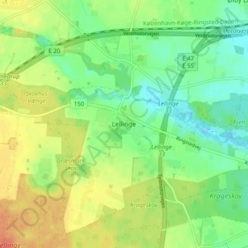 Lellinge topographic map, elevation, terrain