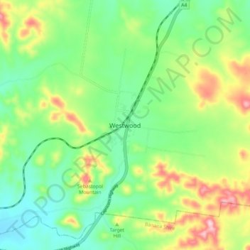 Westwood topographic map, elevation, terrain