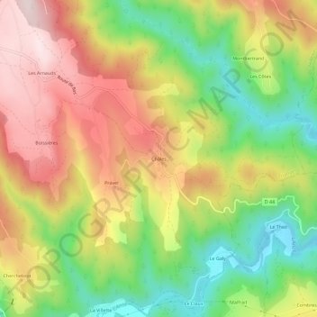 Châles topographic map, elevation, terrain