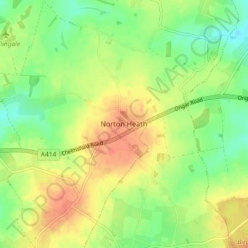 Norton Heath topographic map, elevation, terrain