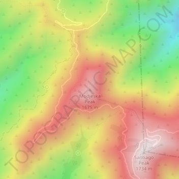 Modjeska Peak topographic map, elevation, terrain