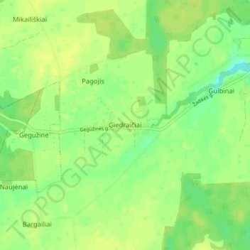 Giedraičiai topographic map, elevation, terrain