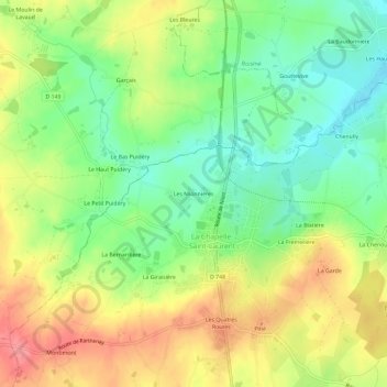 Les Mionnières topographic map, elevation, terrain