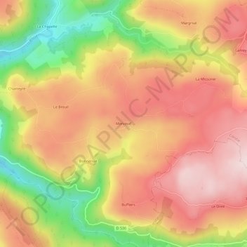 Marvaud topographic map, elevation, terrain