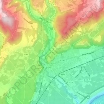 Les Ayes topographic map, elevation, terrain