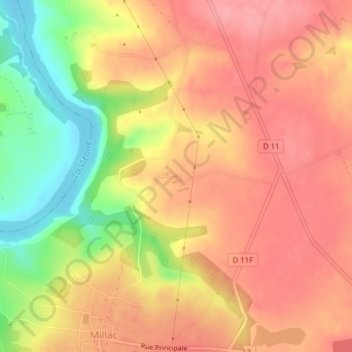 Chalais topographic map, elevation, terrain