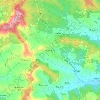 Aldeia Nova topographic map, elevation, terrain