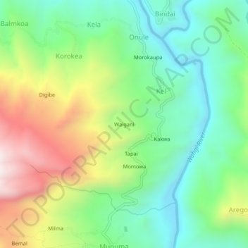 Waigani topographic map, elevation, terrain