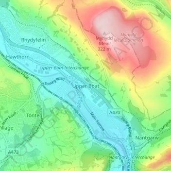 Upper Boat topographic map, elevation, terrain