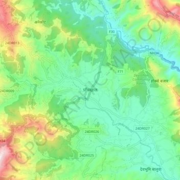 Panchkhal topographic map, elevation, terrain