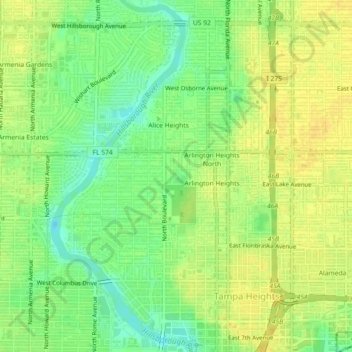 Arlington Heights West topographic map, elevation, terrain