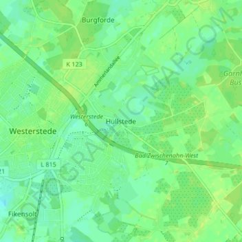 Hüllstede topographic map, elevation, terrain