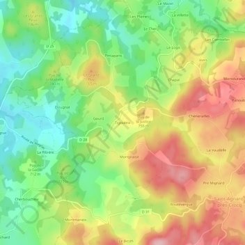 Tigouleix topographic map, elevation, terrain