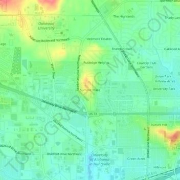 Summit Place topographic map, elevation, terrain