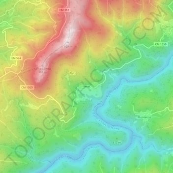 Veral topographic map, elevation, terrain
