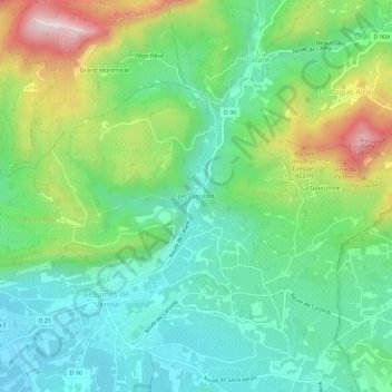Les Cascades topographic map, elevation, terrain