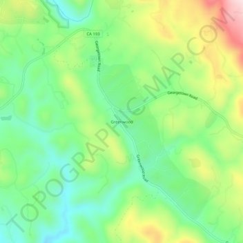 Greenwood topographic map, elevation, terrain