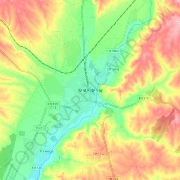 Ponte de Sor topographic map, elevation, terrain