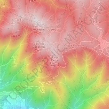Monte Pietra Pertusa topographic map, elevation, terrain