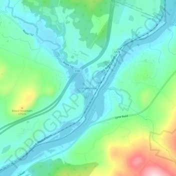 Pompanoosuc topographic map, elevation, terrain