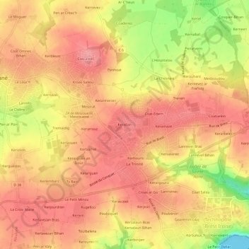 Kerallan topographic map, elevation, terrain