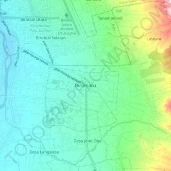 Biromaru topographic map, elevation, terrain