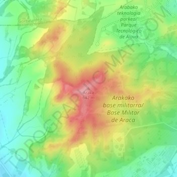 Araka topographic map, elevation, terrain