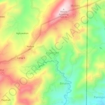 Agsungot topographic map, elevation, terrain