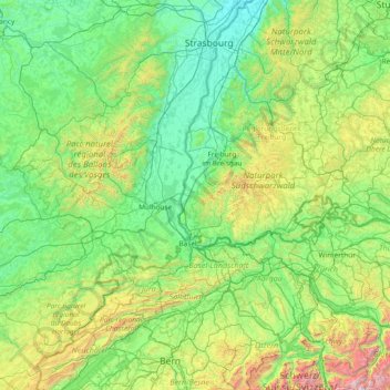 Markgräflerland topographic map, elevation, terrain