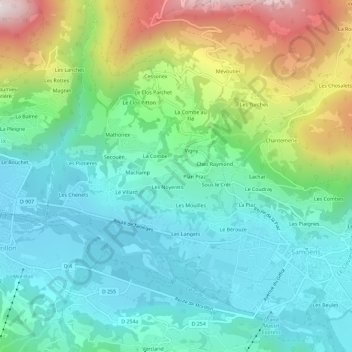 Plampraz topographic map, elevation, terrain